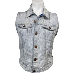or Joseph Embroidered Denim‎ Vest Womens Small Boho Trucker Western Y2K
